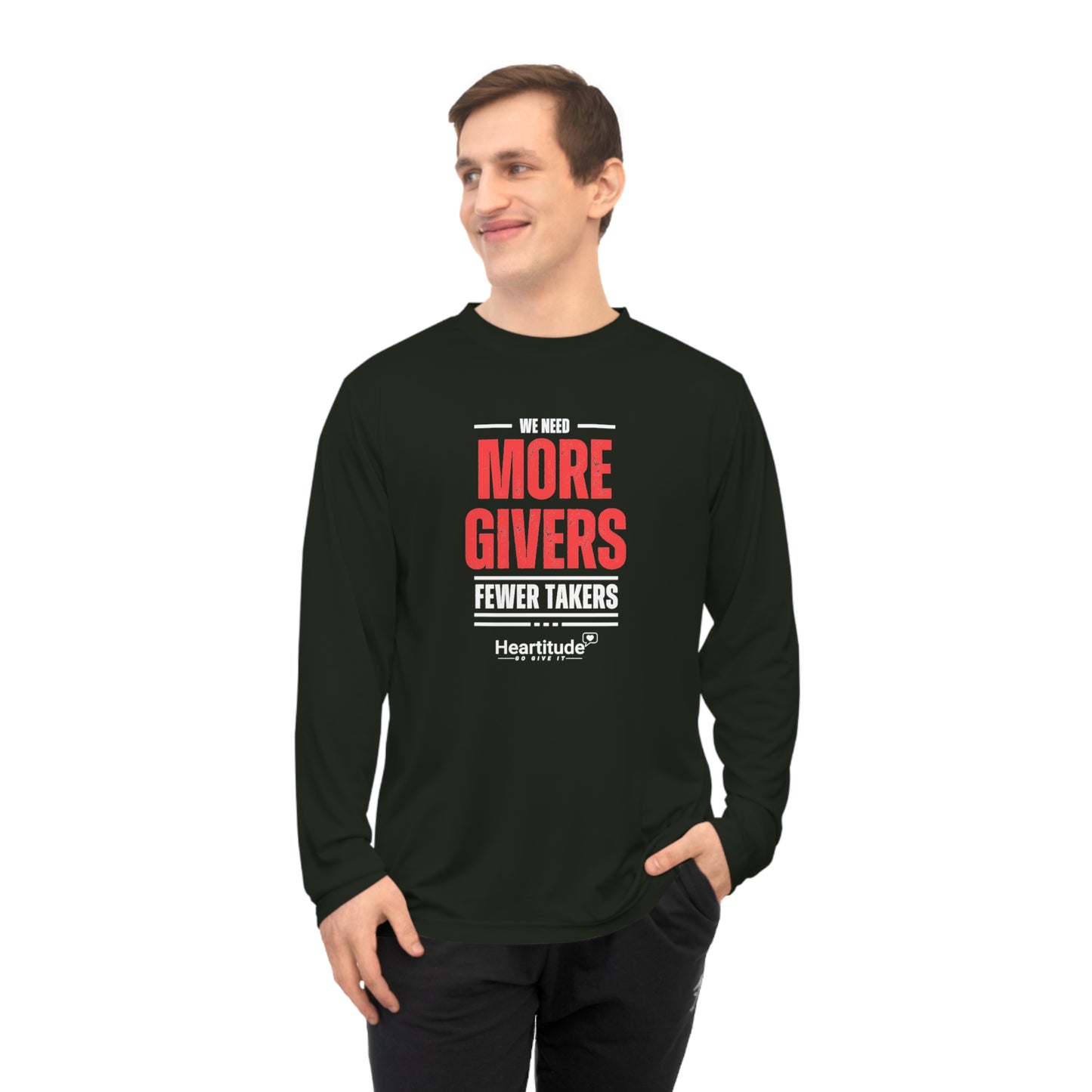 More Givers in Black Athletic Long Sleeve Shirt (50% to charity)